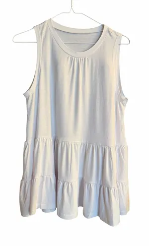 Boutique Sleeveless White Tiered Swing Tank Top thumbnail 1