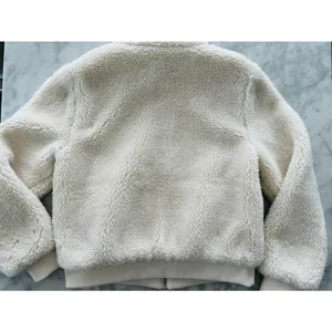 Ann Taylor LOFT Sherpa Teddy Fleece Bomber Jacket Medium Cozy Warm Fuzzy thumbnail 9
