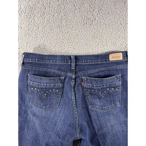 Levi's Bootcut Jeans Women‎ 34x31 Dark Wash Studded y2k Boho Cowgirl Western Indie thumbnail 6