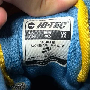 Hi-Tec Alchemy Lite Mid Waterproof Gray Blue Yellow Outdoor Hiking Boots US 7.5 thumbnail 9