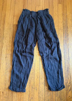 Free People Pants Womens XS Black Elastic Waist Tapered Leg thumbnail 1