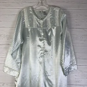 Vintage Jacklyn Smith Intimates Satin white/blue Robe Gown Embroidered NWT thumbnail 2