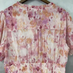ANDTHEWHY Floral Chiffon Midi Dress‎ Womens 1X Metallic Romantic Fairy Whimsy thumbnail 6