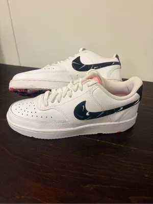 NEW Nike Court Vision Low Shoes Pink Swooshfetti DM8079 100 Women's Size 7.5 thumbnail 2