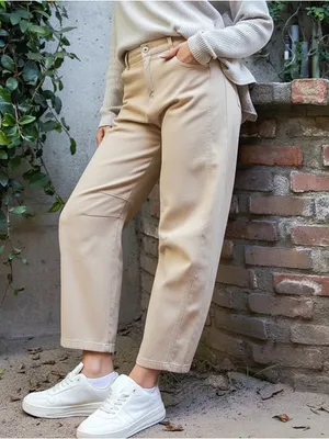 Rae Mode cotton twill barrel ankle pants Tan size Large thumbnail 3