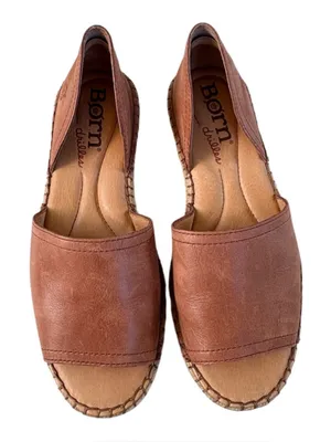 EUC Born Leather Espadrille Sandals Brown Size 7 thumbnail 2