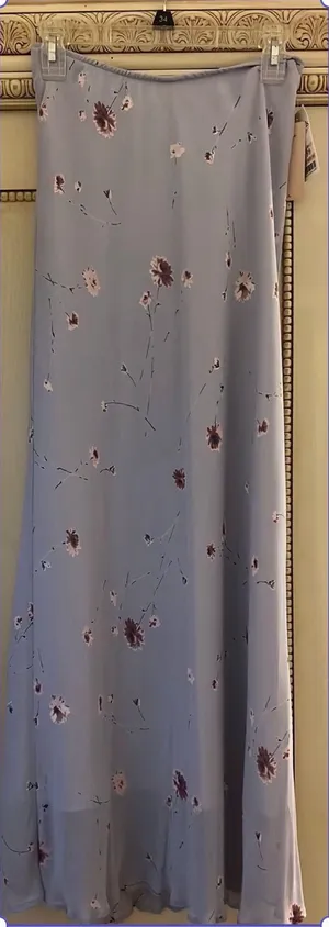 Maxi Length Light Blue Floral Skirt Size M thumbnail 1