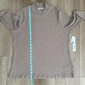 NWT Liverpool Mock Neck Ribbed Knit Top Sandstone Tan Size Large LM8229K61 thumbnail 9