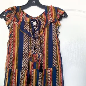 Sézane Dress Dolores Sleeveless Striped Ruffle Maxi Prairie Maya 36 EUC thumbnail 5