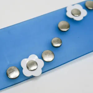 Vintage 90s Blue Floral PVC Plastic Belt thumbnail 6