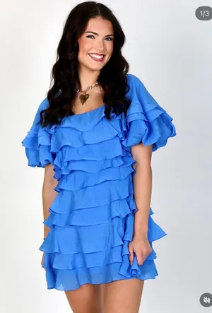 These Three Boutique Blue Ruffle Dress thumbnail 1