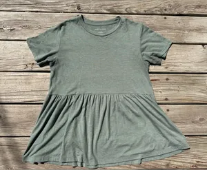 American Eagle Olive Drab Peplum Swing Top, Size S thumbnail 1