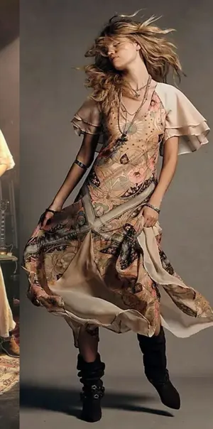 Free People Bohemian Witchy Celestial Nights Maxi Dress in Fairy Combo Medium thumbnail 1