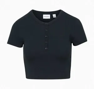ARITZIA | Sunday Best‎ Crop Henley Tee Black thumbnail 1