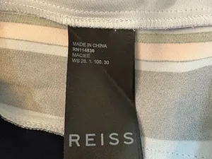 Reiss Maciee Skirt Women 4 Navy Blue NWT Striped Midi Pencil Pockets thumbnail 11