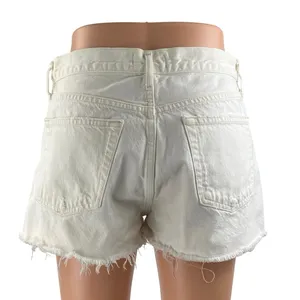 Agolde Parker Women's White High Waisted Cotton Cut Off Denim Jean Short Size 26 thumbnail 3