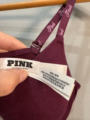 Purple Victoria's Secret PINK Wear Everywhere T-Shirt Bra Size 32B EUC thumbnail 5