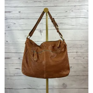 Chocolat Blu Brown Leather Hobo Shoulder Bag Multi Pocket Zip Boho Satchel Purse thumbnail 9