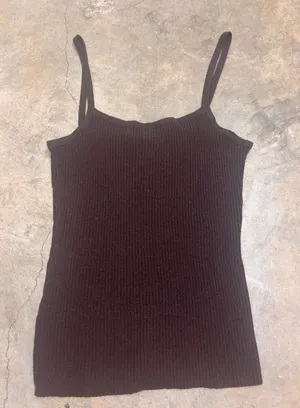 Vintage 90s Express Tricot Brown Ribbed Cami Knit Tank Top Womens Medium thumbnail 1