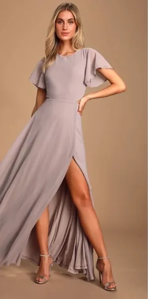 LULUS Elegant Wedding Bridesmaid Romantic Flowy Chic Flutter Sleeve Maxi Dress thumbnail 1