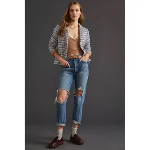 Anthropologie Hutch Blue Tweed Blazer Metallic Boucle‎ Jacket Medium thumbnail 7