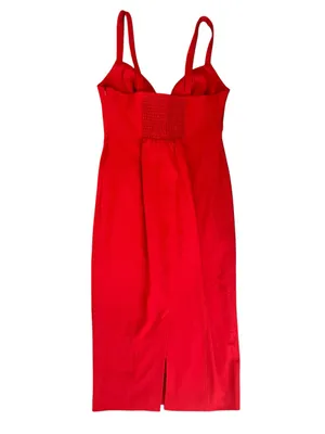 BHLDN Anthropologie Women’s Sage Sweetheart Stretch Crepe Red Midi Dress Sz M thumbnail 7
