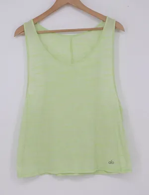 Alo Tank Top Womens M Space Dye Lime Green Deep Armhole Muscle Excellent thumbnail 1