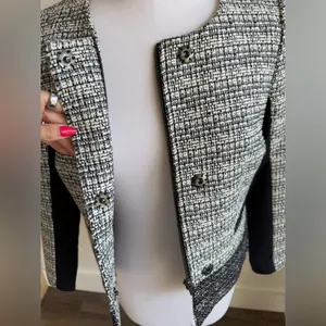 Banana Republic Textured Black Grey Parisian Jacket Tweed Women's 0 Blazer thumbnail 6