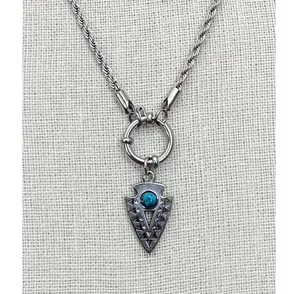 Arrowhead Charm Necklace with Faux Turquoise thumbnail 3