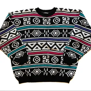 Parrinello Sweater Geometric Pattern Vintage Size L thumbnail 1