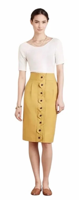 Anthropologie Maeve Ada Button-front Pencil Skirt Size 2 EUC thumbnail 1