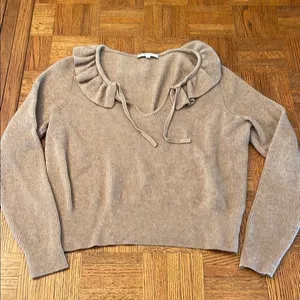 Madewell Ruffled Tan Sweater size large thumbnail 1