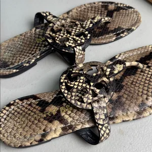 TORY BURCH Miller Snake Printed Leather Warm Roccia Thong Sandals Flats 6 1/2 thumbnail 2