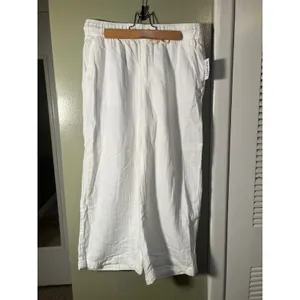 Old Navy Women's Sz Medium Petite Gauzy Wide Leg Pant Rope Tie Calla Lilly White thumbnail 2