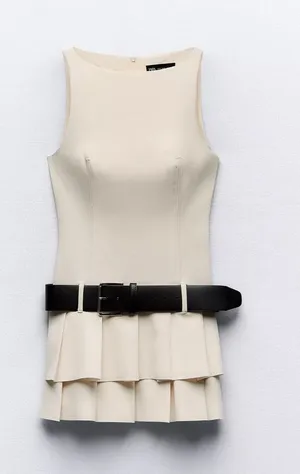 Zara belted pleated jumpsuit dress thumbnail 1