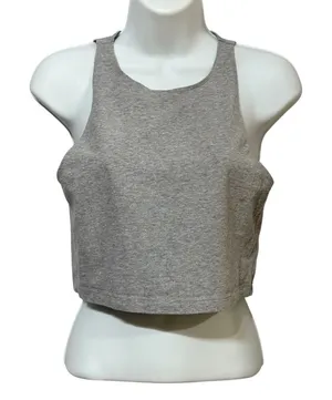 Aritzia Tna Heather Grey High Neck Cropped Tank Top Medium CSJ3-10195-21 thumbnail 1