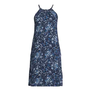 Time and Tru Womens Dress Size XL Dark Navy Floral Halter Knit Midi Flowy Halter thumbnail 4