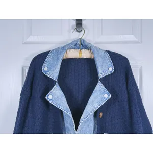 BLANK NYC Chunky Knit Denim Sweater Jacket Womens S Trucker Indie 90s Scandi thumbnail 5