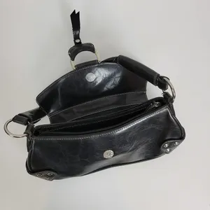 Vintage Aldo Womens Shoulder Bag 11" x 5" Black Leather Y2K Studded Snap Closure thumbnail 8