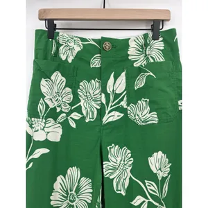 Women's Pants Marve Green Colette 30 Floral High Waist Crop Resort Kelly Bright thumbnail 5