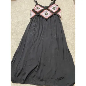 REBELLION Crochet Geometric Maxi Dress Sleeveless Black Pink Size M thumbnail 13