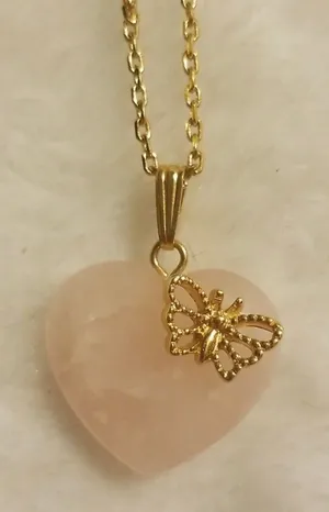 Avon Heart Butterfly Quartz Necklace Gold thumbnail 1
