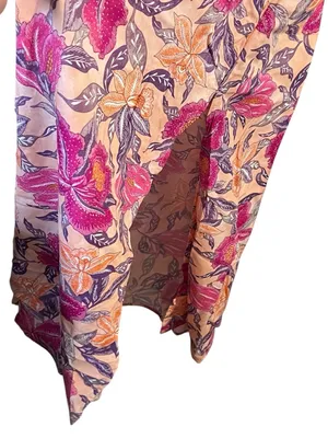 Old Navy Pink Floral Slip Midi Dress Strappy Tie Back Slit XXL thumbnail 5