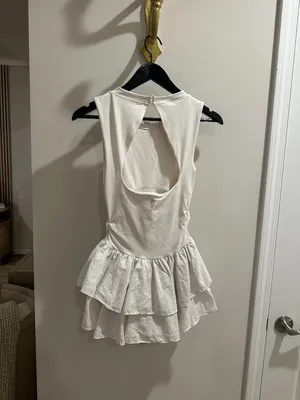 FREE PEOPLE Movement Field Day Crew Neck Sleeveless Drop Waist Skortsie in White thumbnail 7
