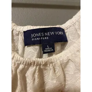 Jones New York White Lace Scoop Neck Elastic Waist Long Sleeve Size Large thumbnail 3