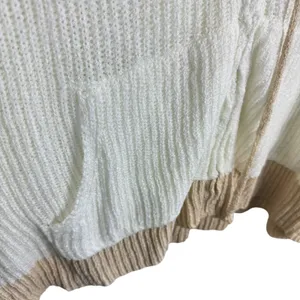Mello‎ Cream Tan Flower Full Zip Hooded Oversized Super Stretchy Cardigan Size M thumbnail 4