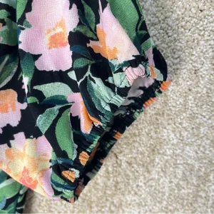 Lila Rose Floral tropical mini dress‎ dark floral stretchy sleeves large beach imperfect thumbnail 10