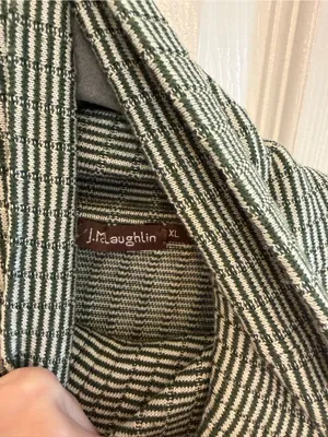 J.McLaughlin Arlette Striped Turtleneck Sweater Green/White Extra Large thumbnail 3