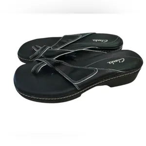 Clarks Black Leather Thong/Flip-Sandals Women’s Comfortable Everyday Style Sz 9‎ thumbnail 4