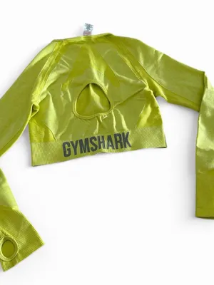 Gymshark Lime Green Long Sleeve Crop Top with Back Cutout size L thumbnail 2
